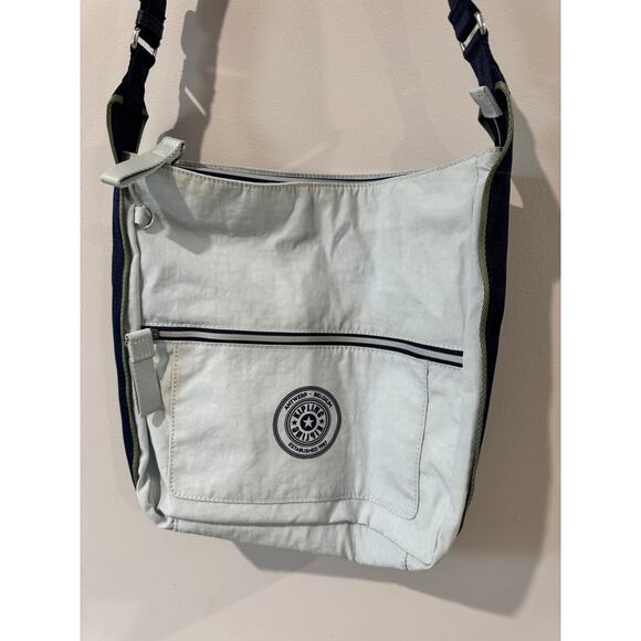 Kipling Era Crossbody Bag Light Blue & Navy Nylon, Adjustable Strap Everyday Bag - Picture 2 of 5